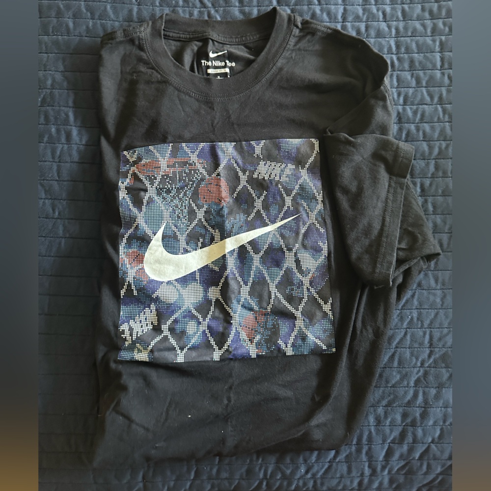 Nike Black and Blue Graphic Tee